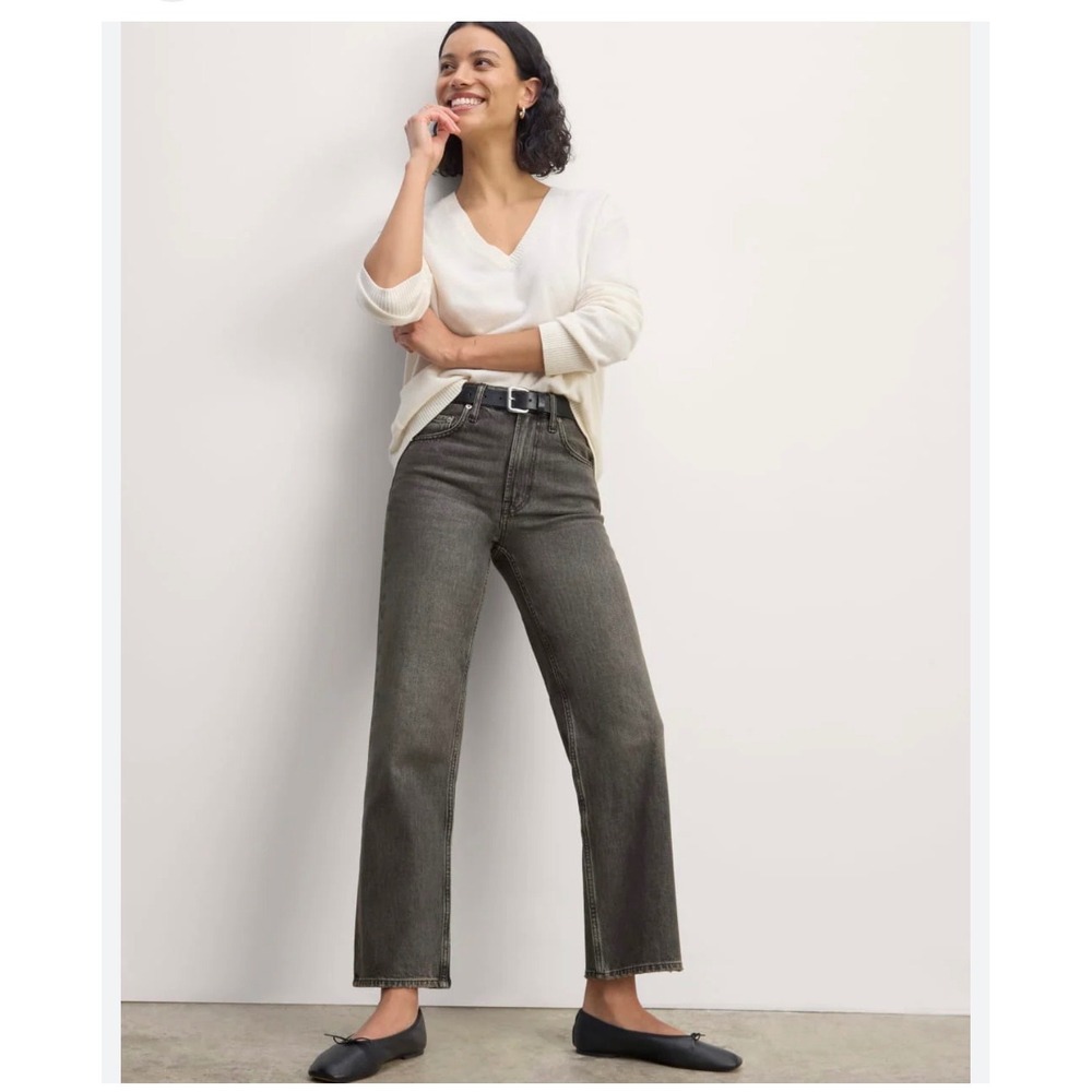 Everlane The Cheeky Straight Jean Womens 26 Washed Charcoal Grey High Rise Denim